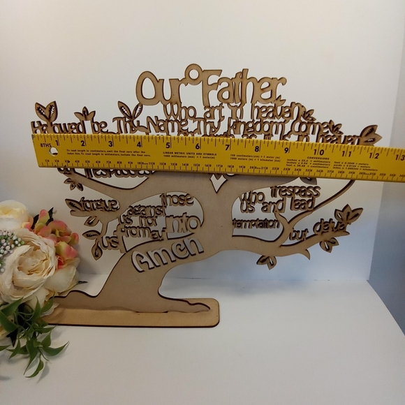 Our Father Wooden Tree Centerpiece Baptism, Holy communion. Christian decoration - Picture 4 of 5